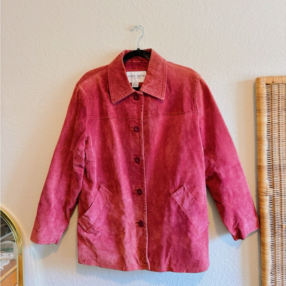 Vintage Jaclyn Smith Women's Rose Colored Suede Utility Jacket